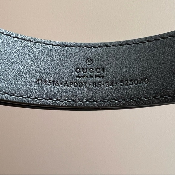 GUCCI GG MARMONT BLACK LEATHER BELT W/ GOLD TONE BUCKLE SIZE 85-34 MADE IN ITALY - Picture 4 of 8